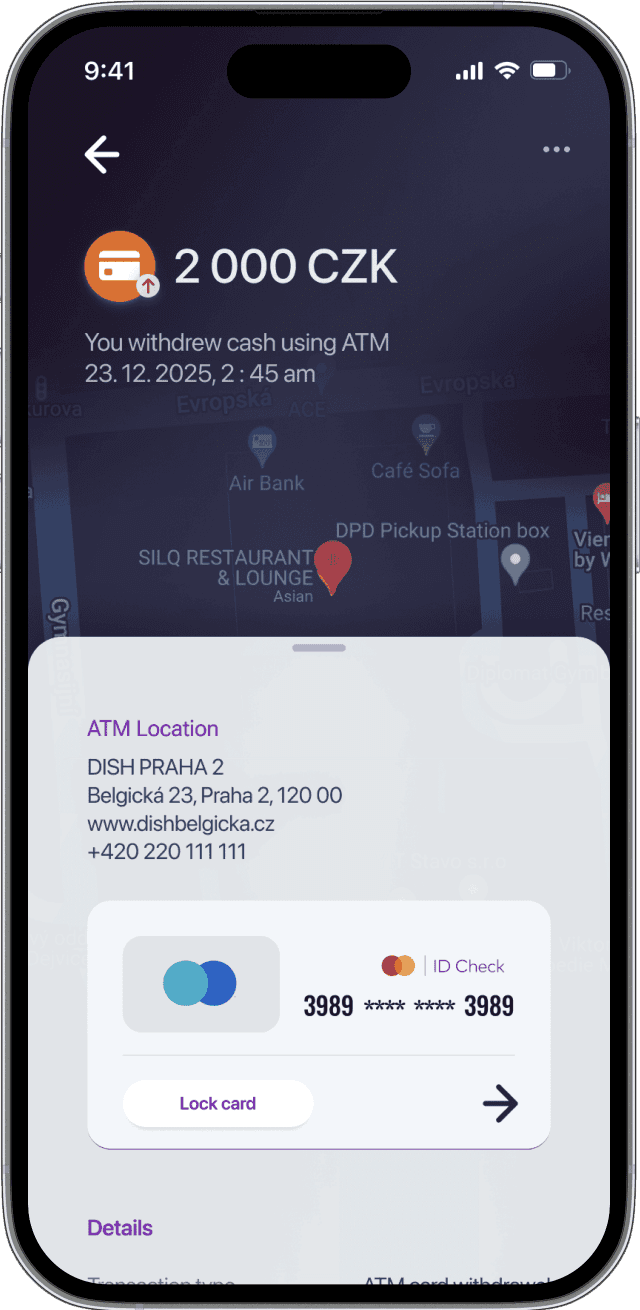 Illustrative mobile banking transaction screen from my published portfolio; not the confidential client design